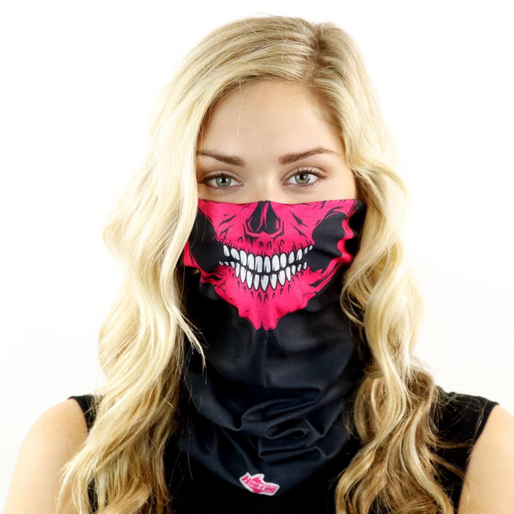 Hot Pink Skull Motorcycle Face Mask | Hoo-rag