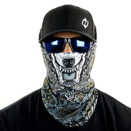 wolf mandala motorcycle face mask bandana front HRB22