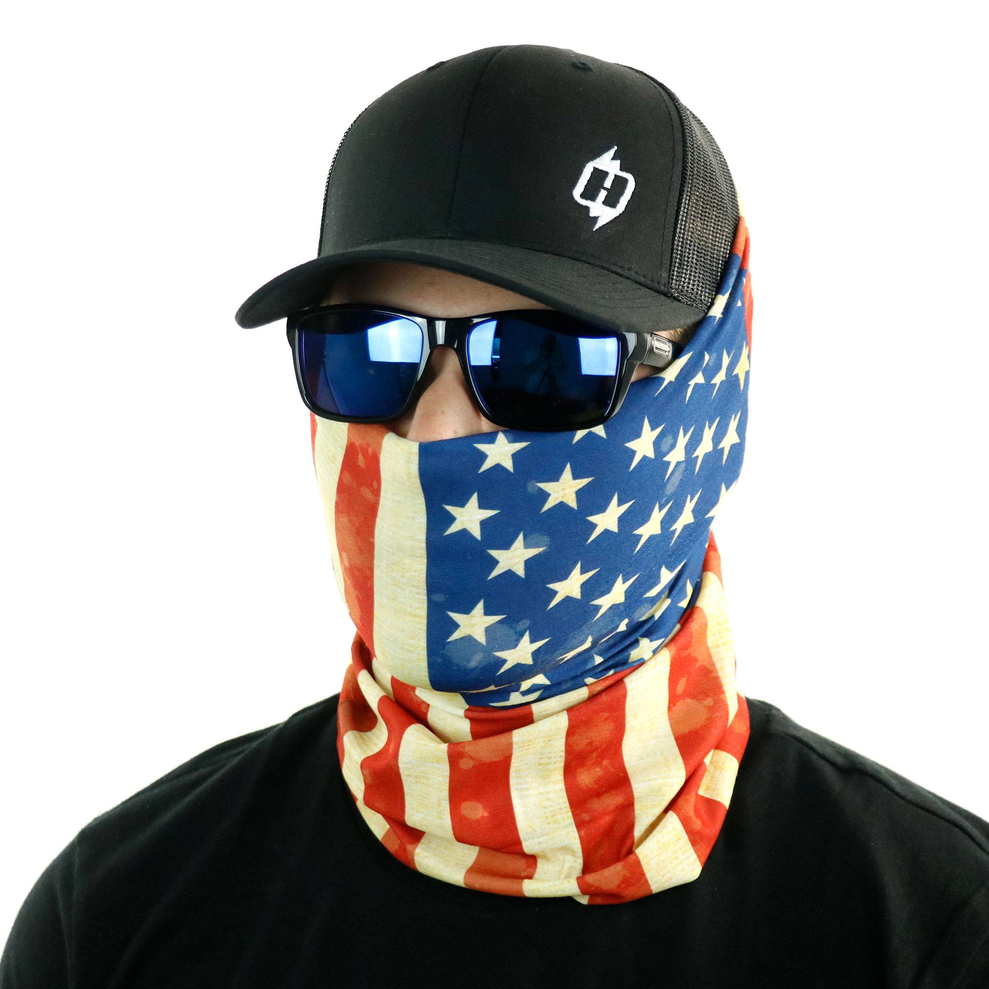 Fire Fighter Red Lives Matter Neck Gaiter American Flag Bandana Mask 