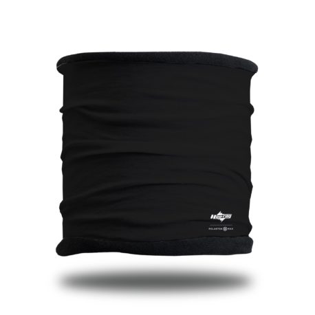 image of a fleece lined multifunctional headband in a solid black outer layer with black fleece