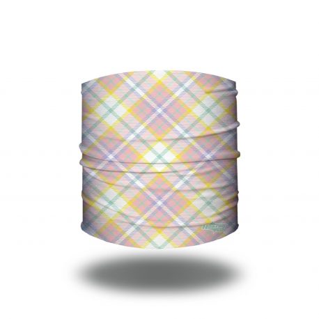 Plaid patterned headband in colors of pastel pinks, greens, yellow and white