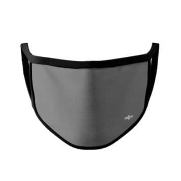 image of an ear loop face mask in solid gray with black trim