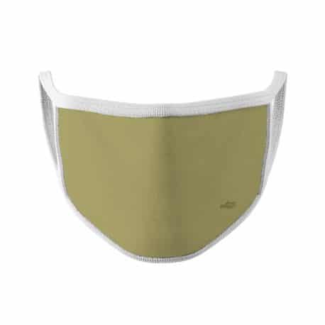 image of an ear loop face mask with a solid khaki color and white trim.