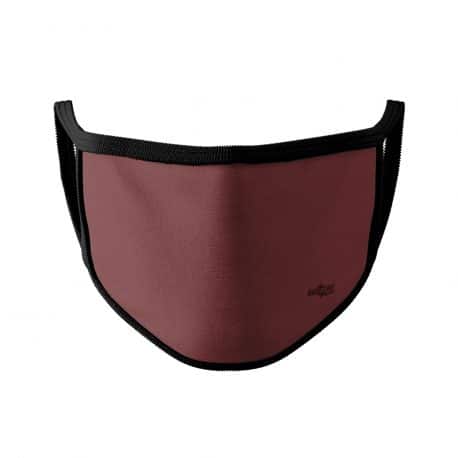image of an ear loop face mask in a solid red color with black trim.