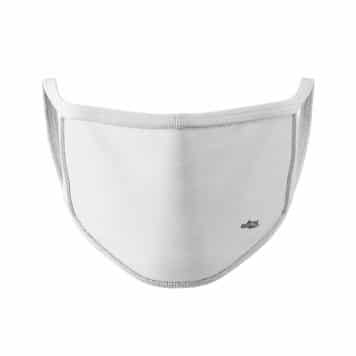 image of an ear loop face mask with a solid white color and white trim.