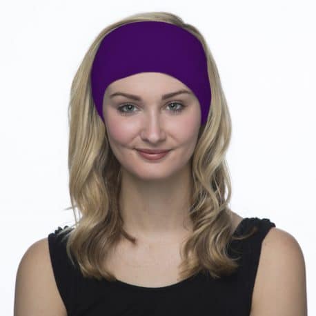 female model in a purple headband