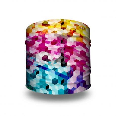 image of a multicolored headband made out of a pattern of hexagons