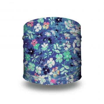 image of a headband with blue and white flowers on a blue background